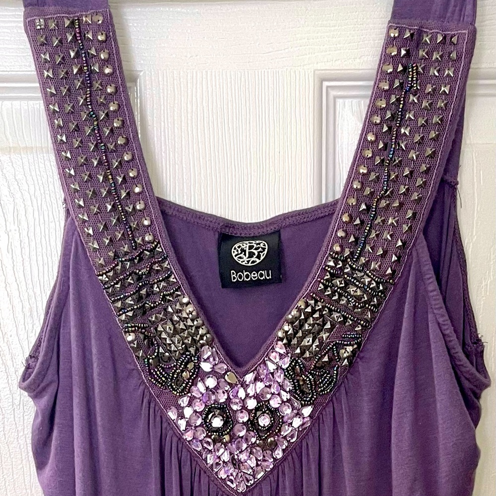 Babeau Purple Jeweled Tank Top-XL